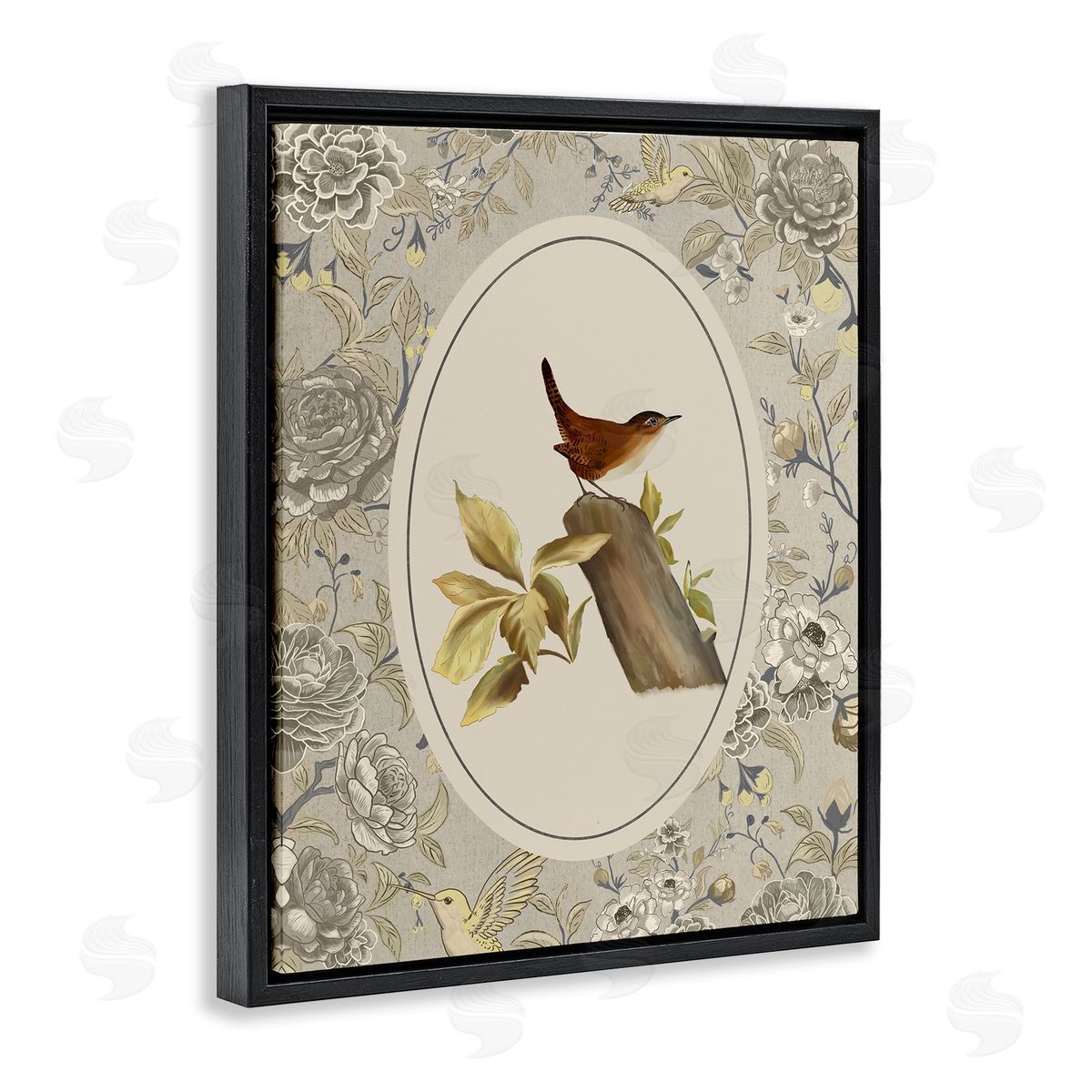 Radhika Modi Perched Bird & Toile Canvas Wall Art Print