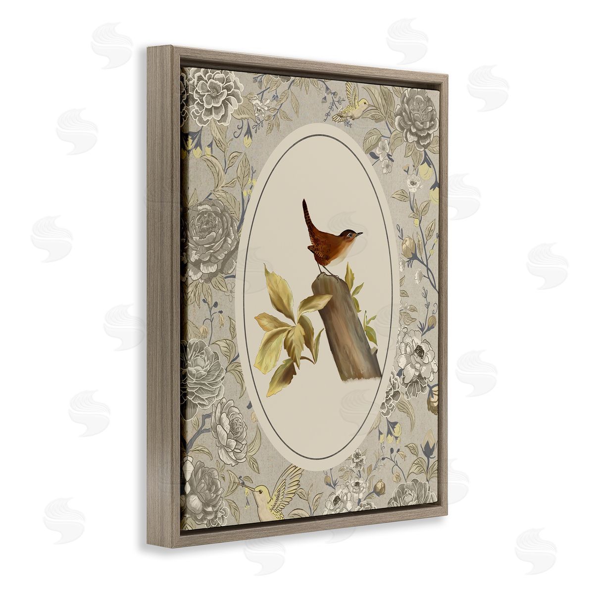 Radhika Modi Perched Bird & Toile Canvas Wall Art Print