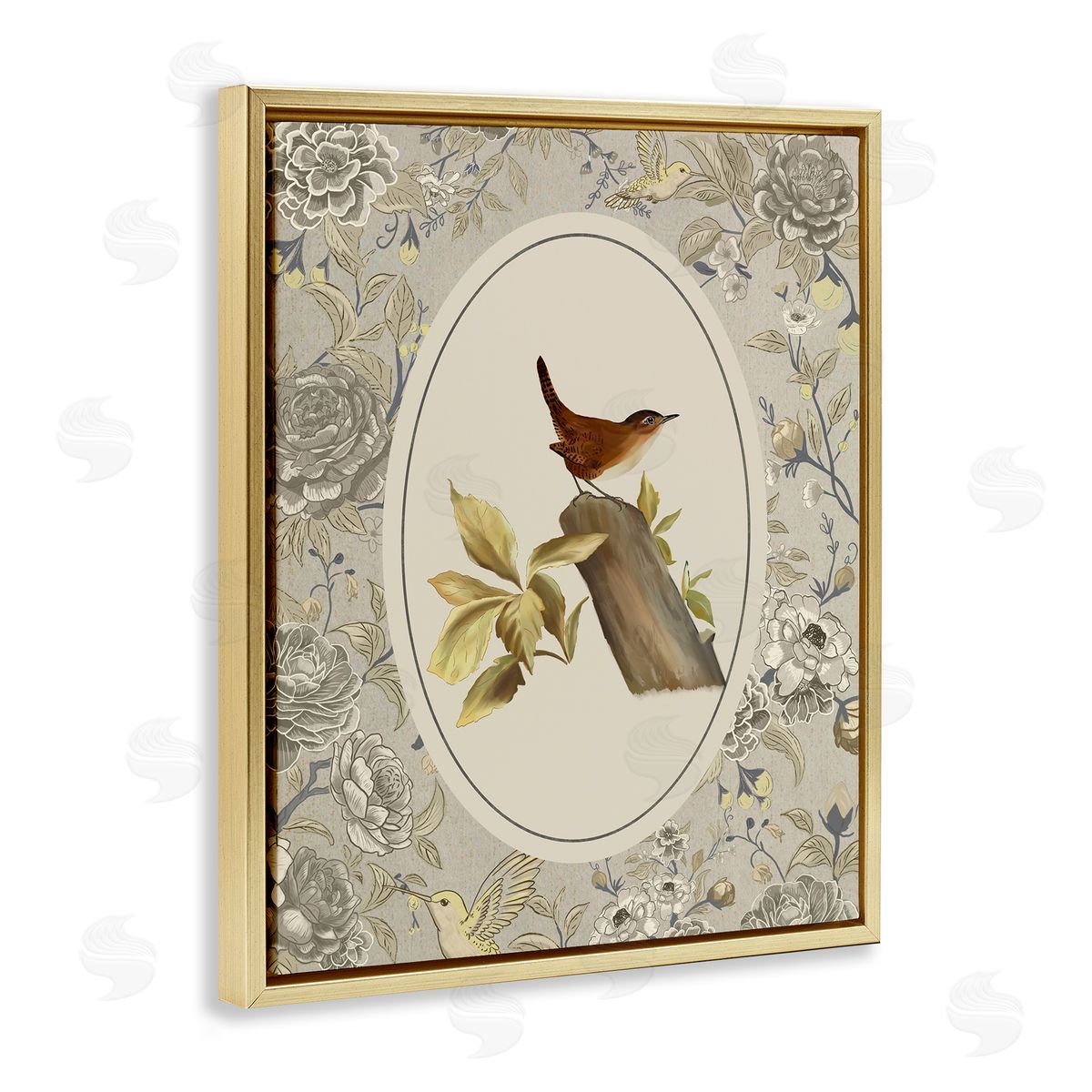 Radhika Modi Perched Bird & Toile Canvas Wall Art Print