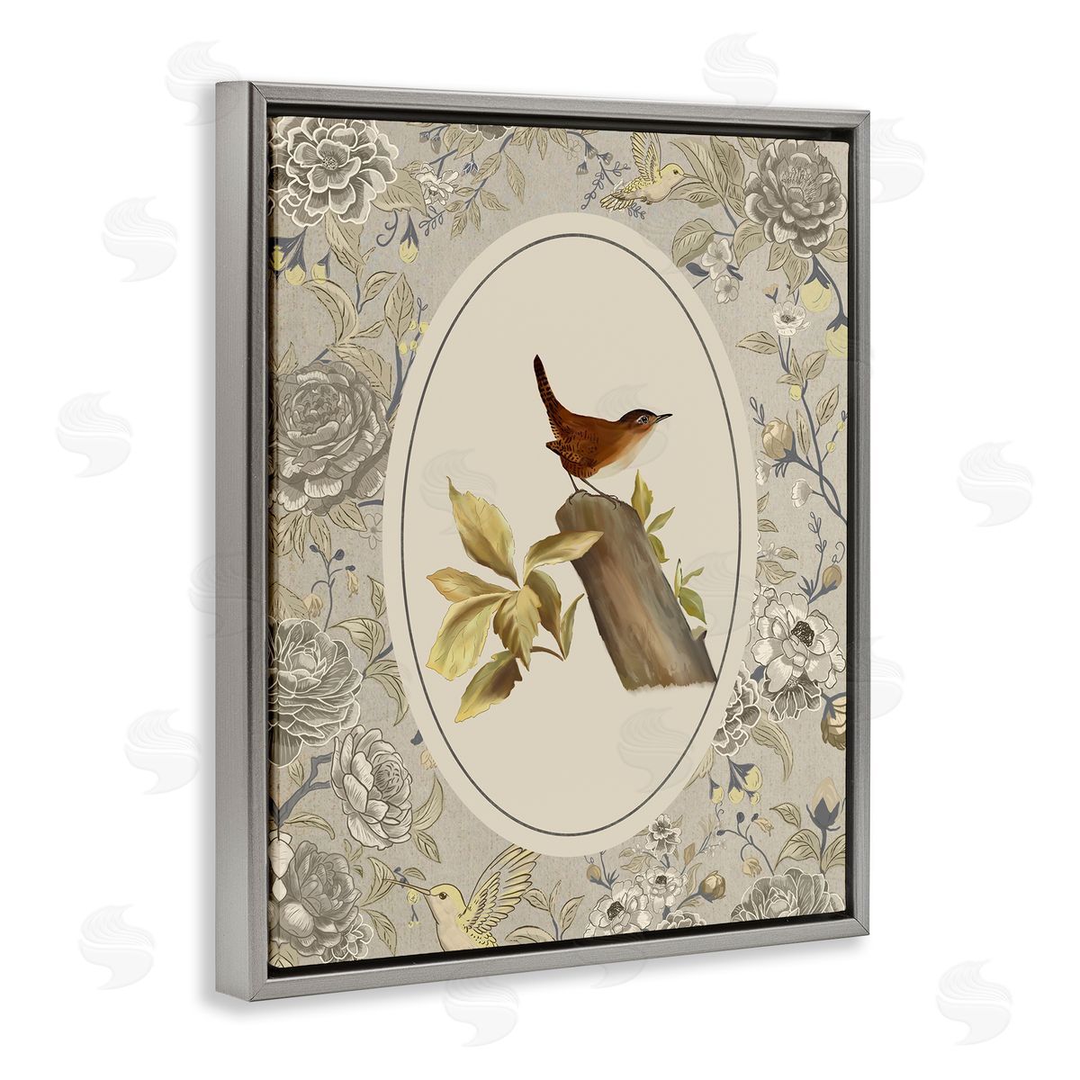 Radhika Modi Perched Bird & Toile Canvas Wall Art Print