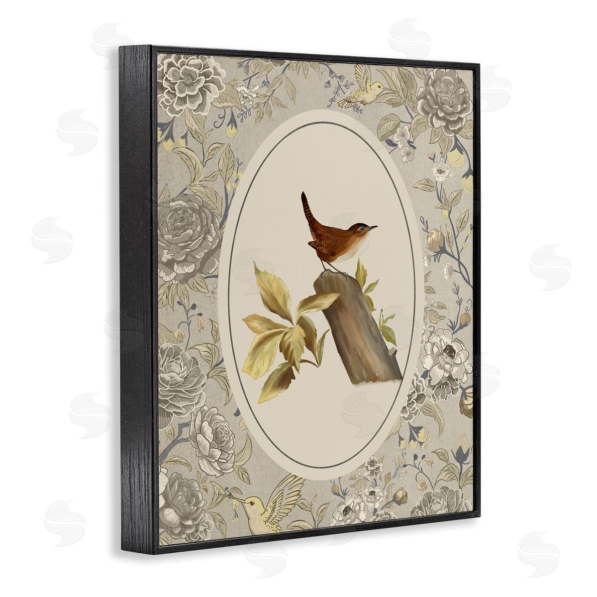 Radhika Modi Perched Bird & Toile Canvas Wall Art Print