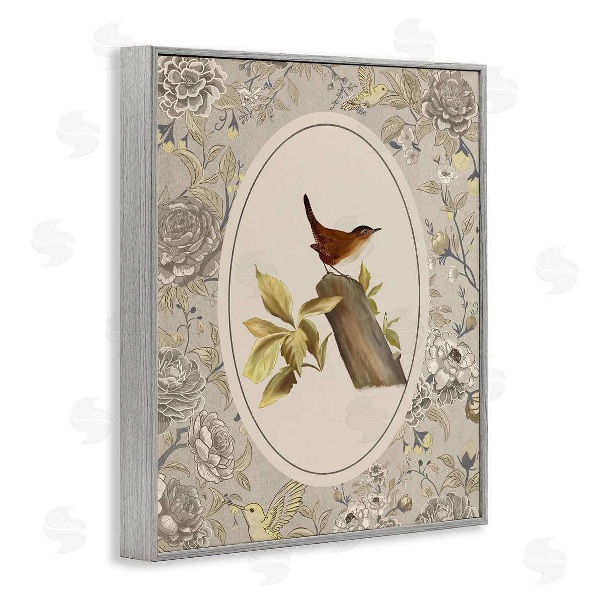 Radhika Modi Perched Bird & Toile Canvas Wall Art Print
