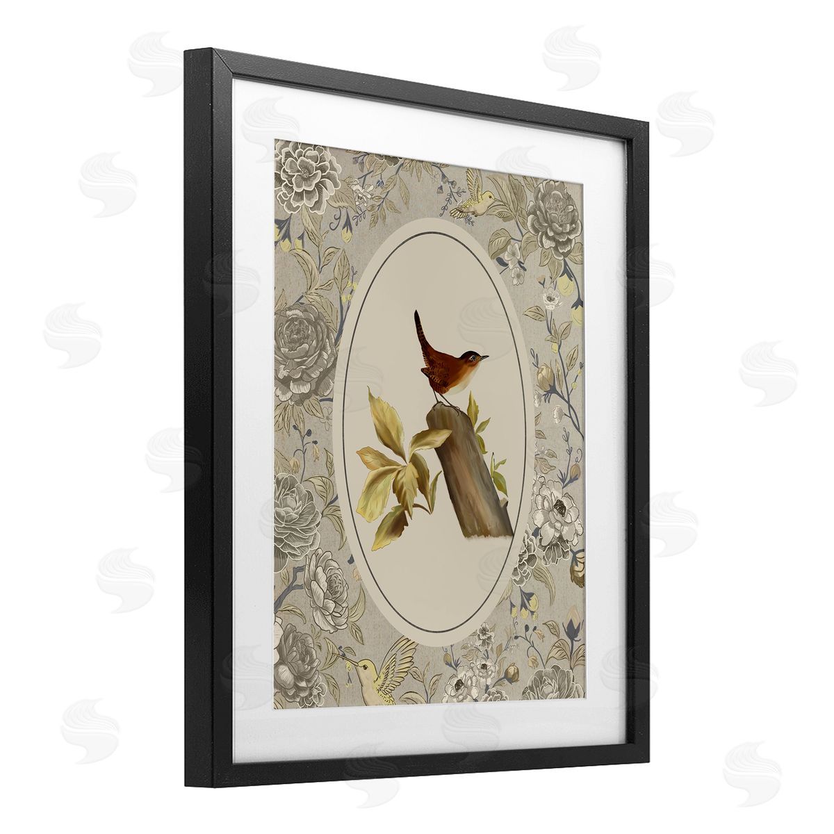 Radhika Modi Perched Bird & Toile Canvas Wall Art Print
