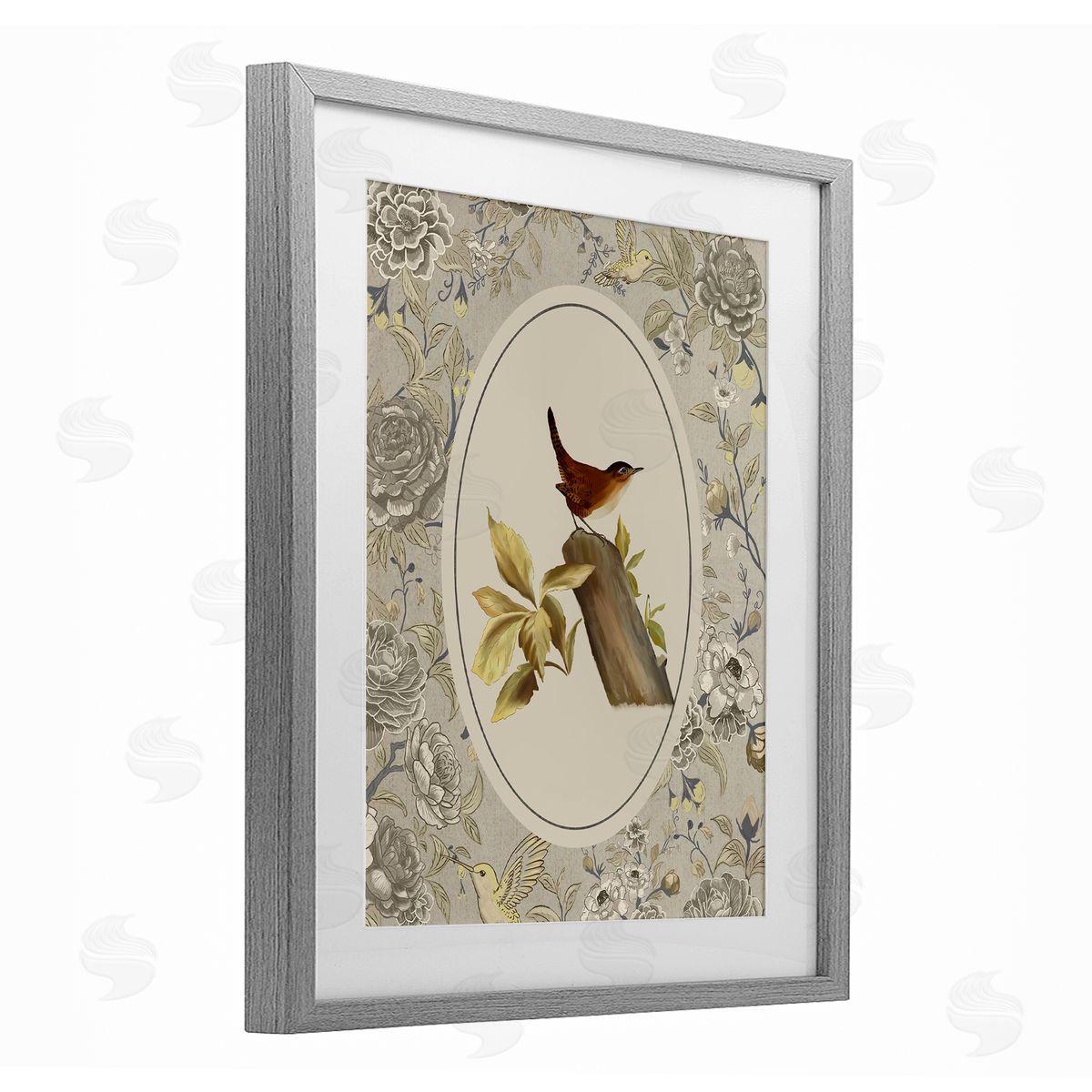 Radhika Modi Perched Bird & Toile Canvas Wall Art Print
