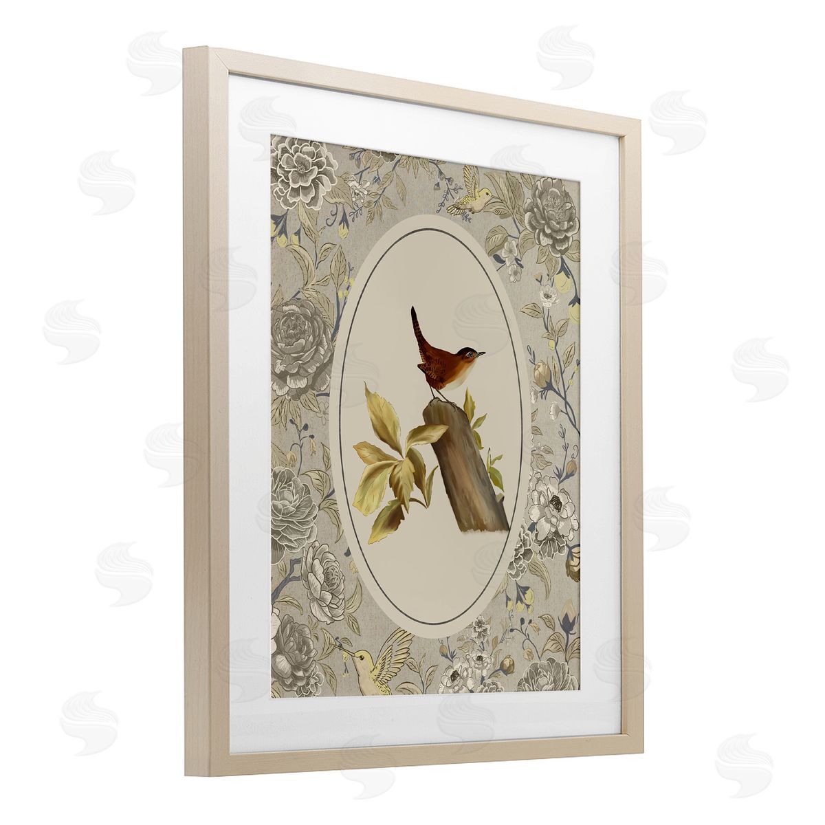 Radhika Modi Perched Bird & Toile Canvas Wall Art Print