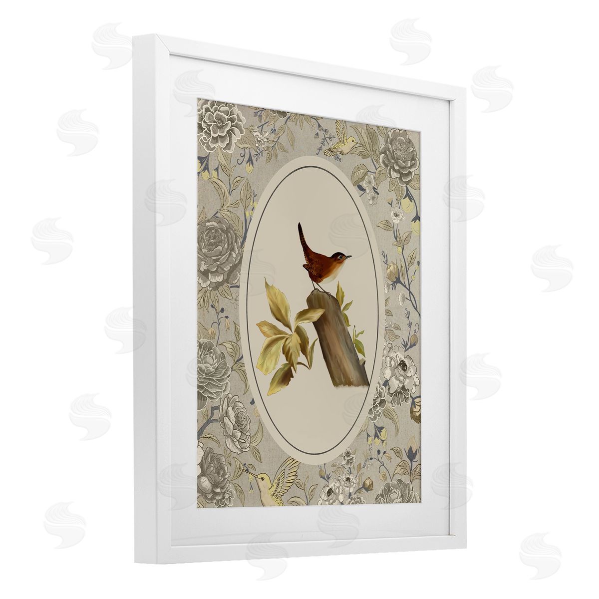 Radhika Modi Perched Bird & Toile Canvas Wall Art Print