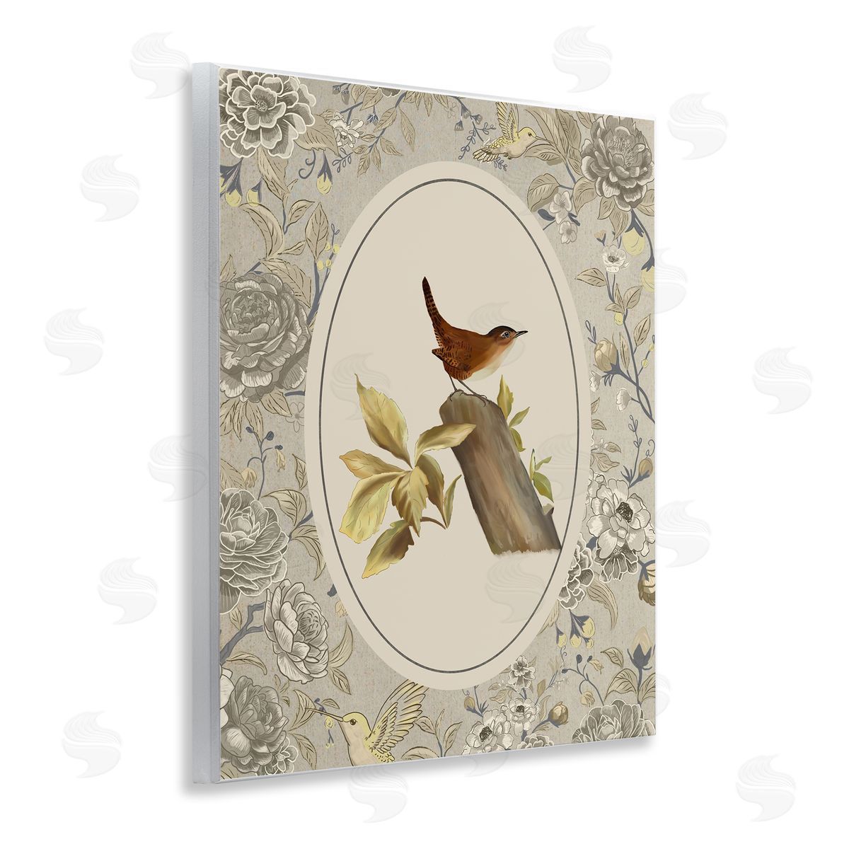 Radhika Modi Perched Bird & Toile Canvas Wall Art Print