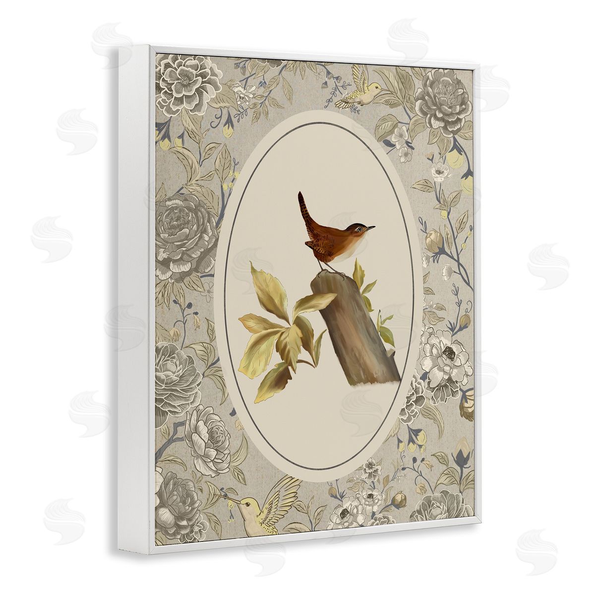 Radhika Modi Perched Bird & Toile Canvas Wall Art Print