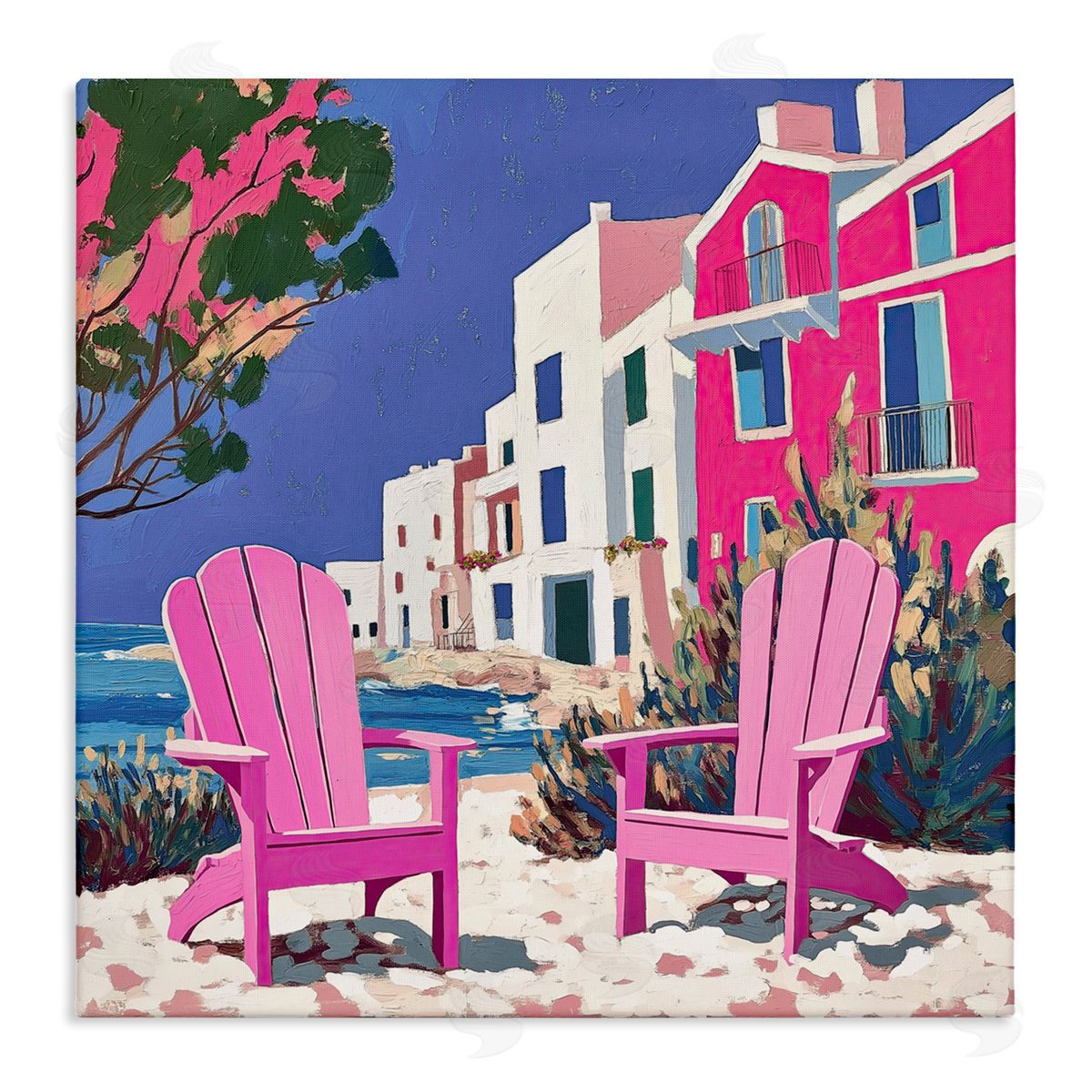 Annabelle Hall Beach Chair Meetup in Pink Canvas Wall Art Print