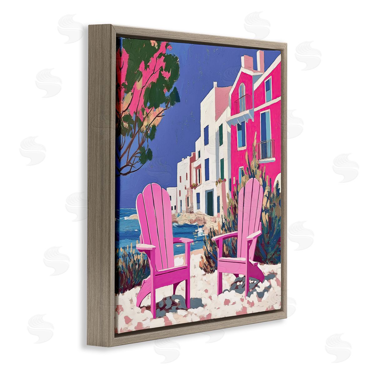 Annabelle Hall Beach Chair Meetup in Pink Canvas Wall Art Print