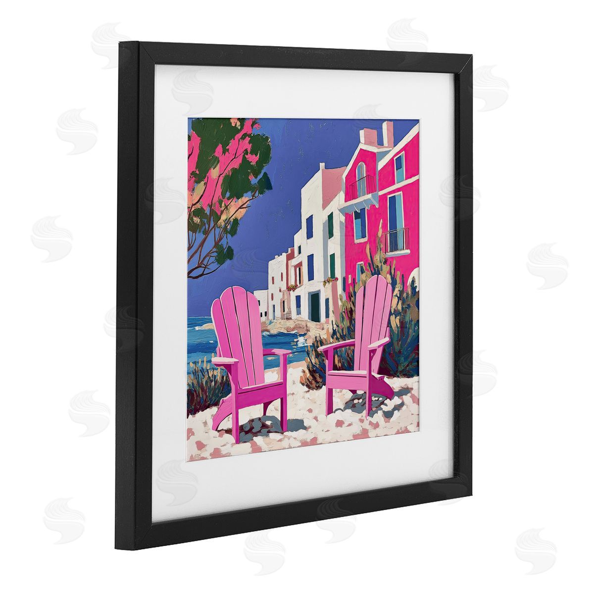 Annabelle Hall Beach Chair Meetup in Pink Canvas Wall Art Print