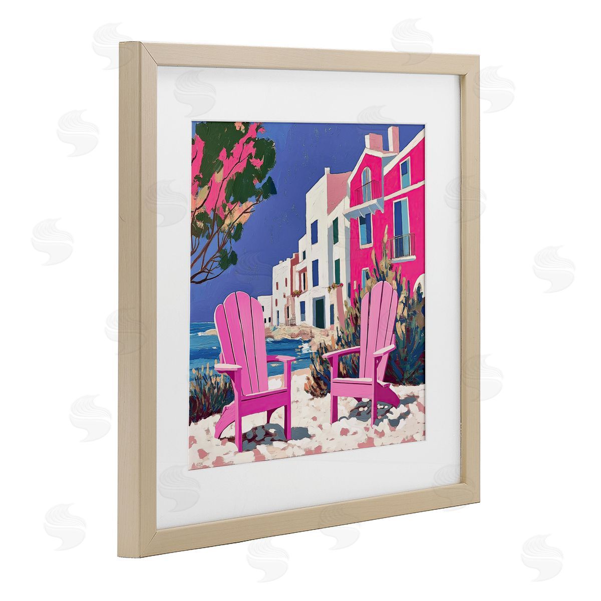 Annabelle Hall Beach Chair Meetup in Pink Canvas Wall Art Print