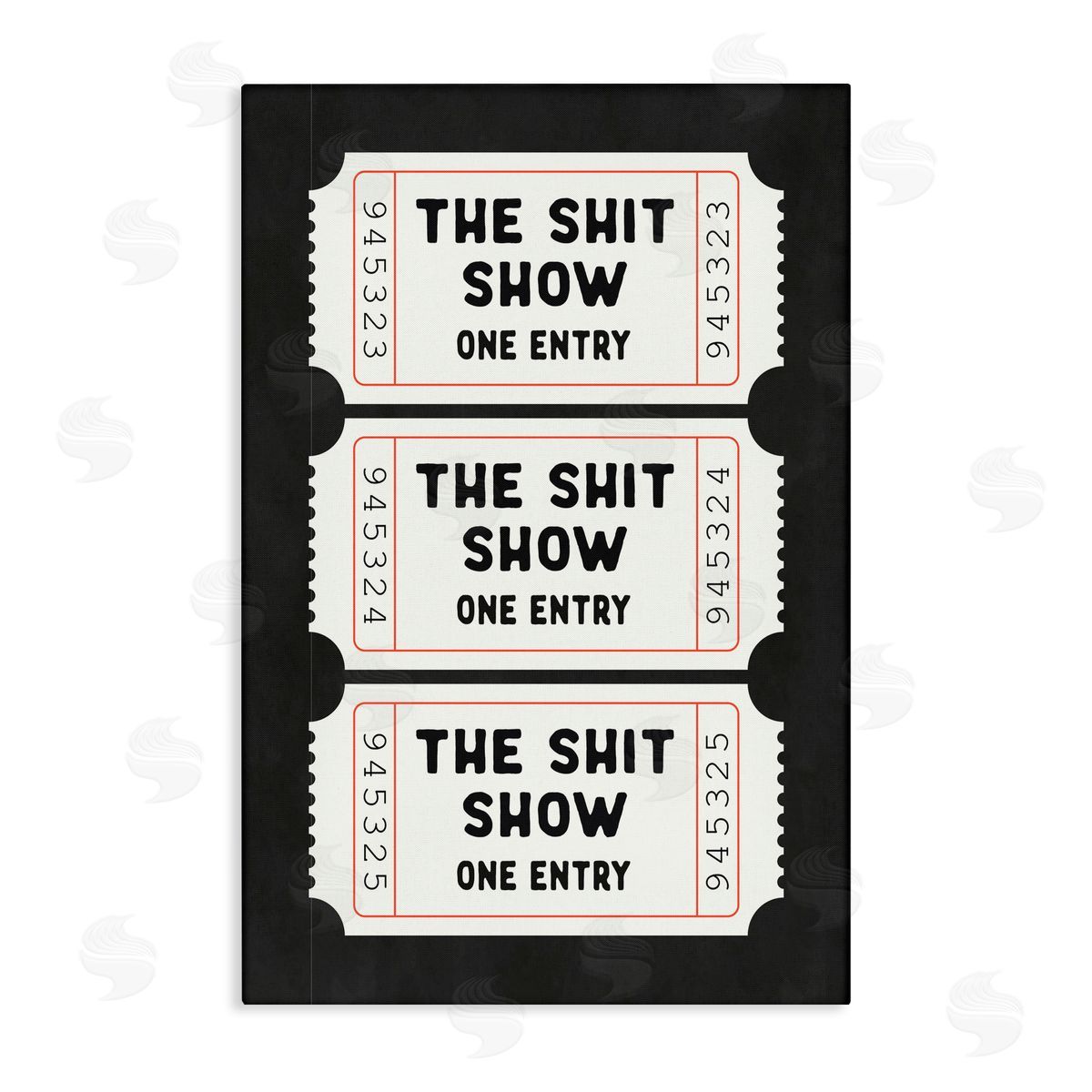 Lettered and Lined Sh*t Show Bathroom Tickets Canvas Wall Art Print
