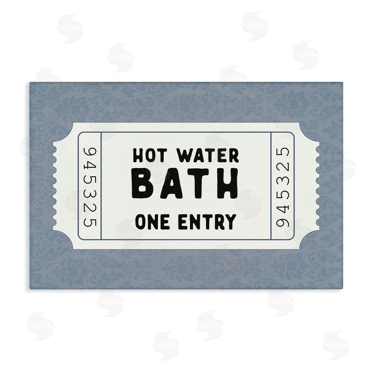 Lettered and Lined Retro Bathroom Ticket Canvas Wall Art Print