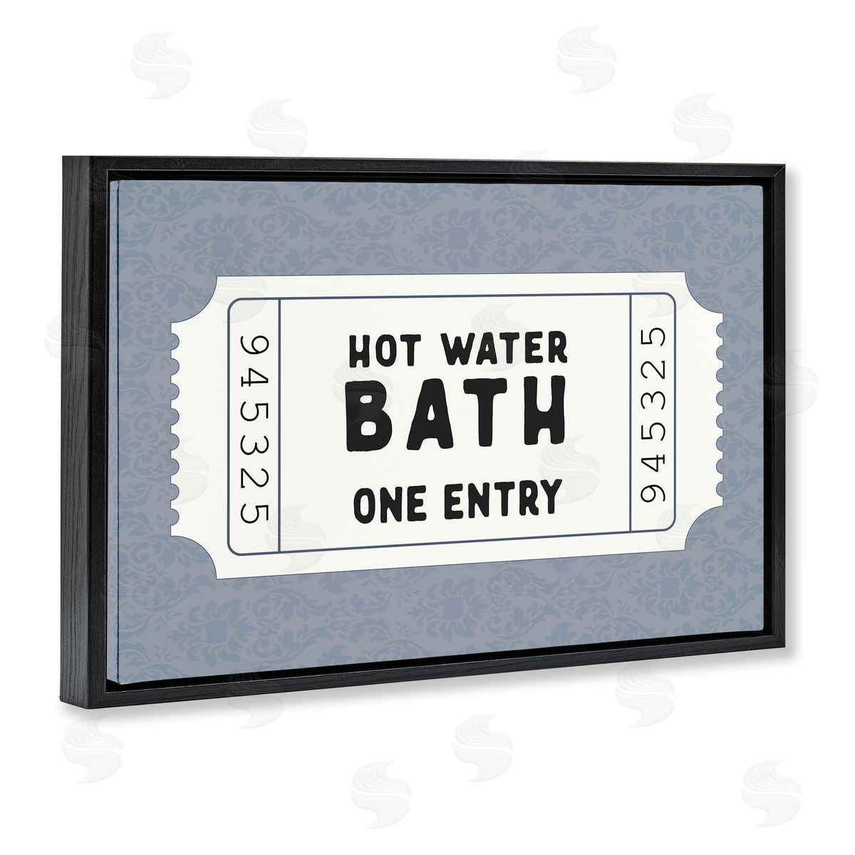 Lettered and Lined Retro Bathroom Ticket Canvas Wall Art Print