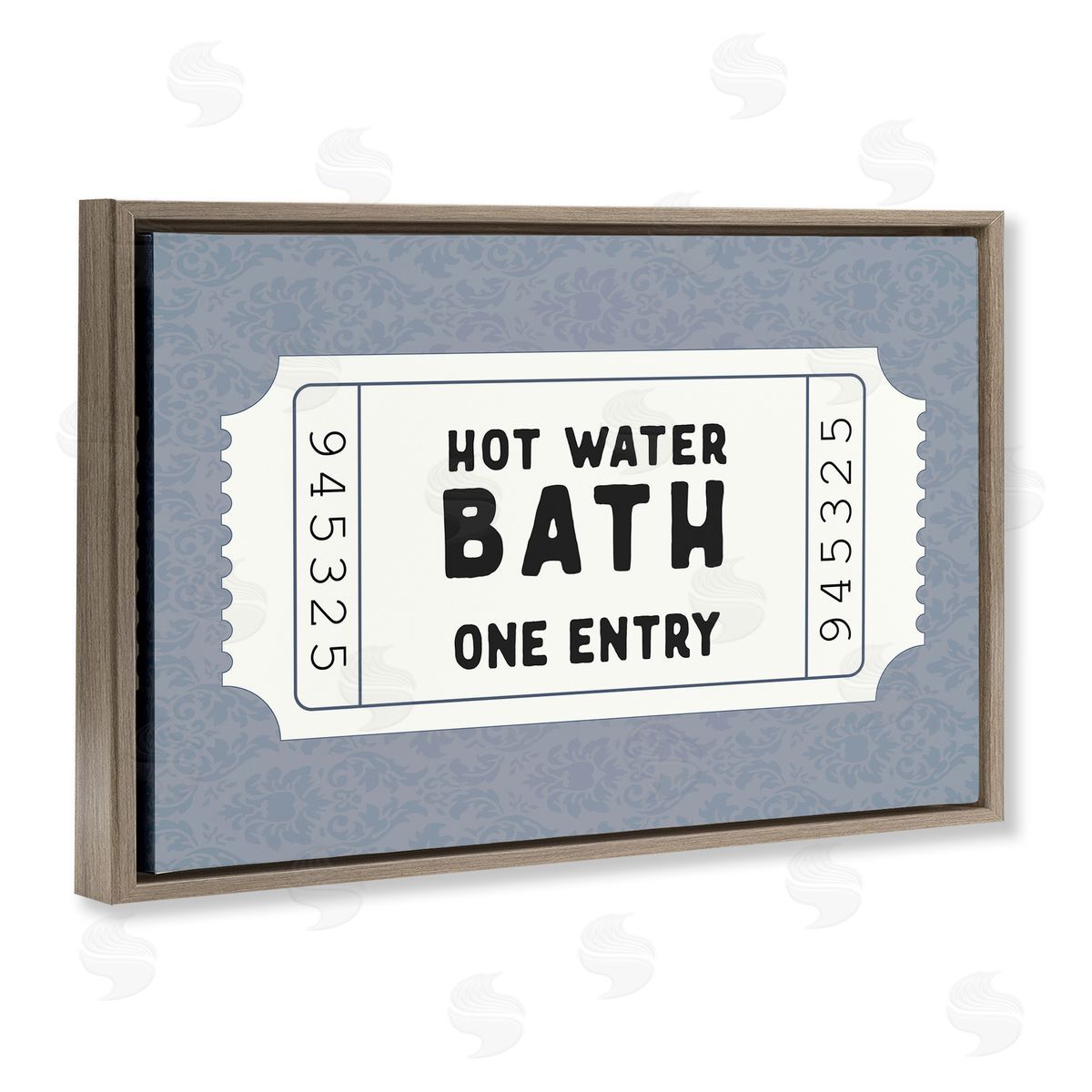 Lettered and Lined Retro Bathroom Ticket Canvas Wall Art Print