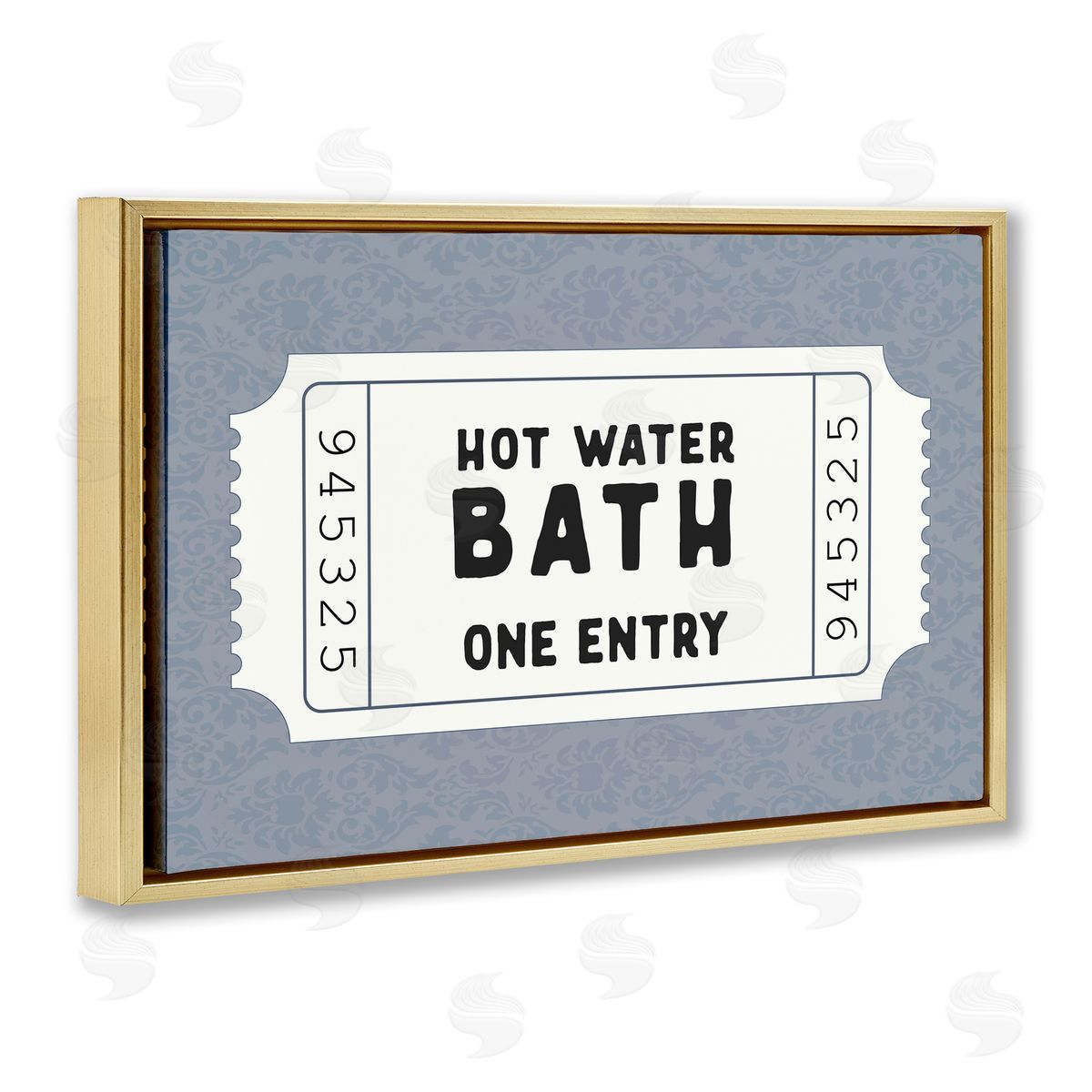 Lettered and Lined Retro Bathroom Ticket Canvas Wall Art Print