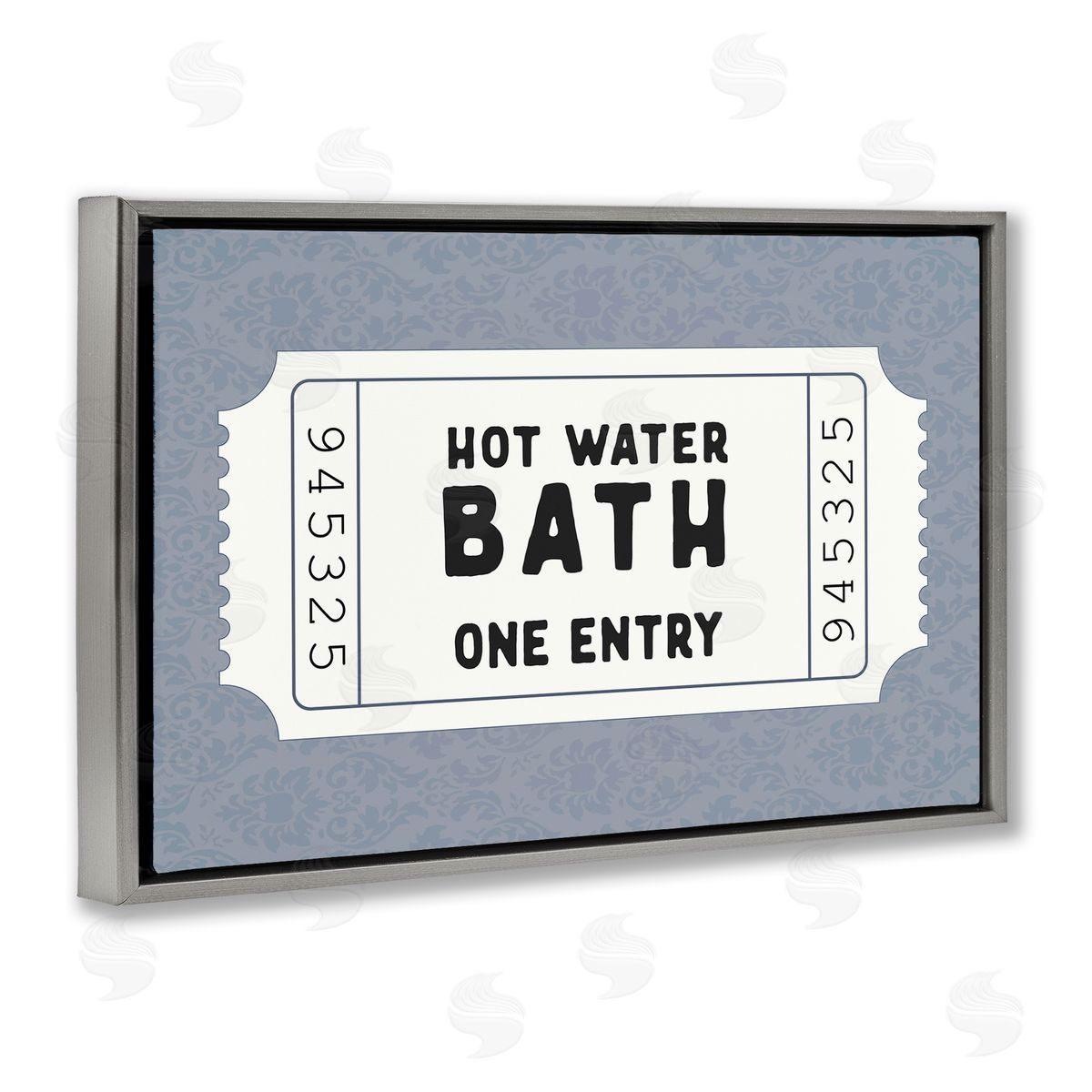 Lettered and Lined Retro Bathroom Ticket Canvas Wall Art Print