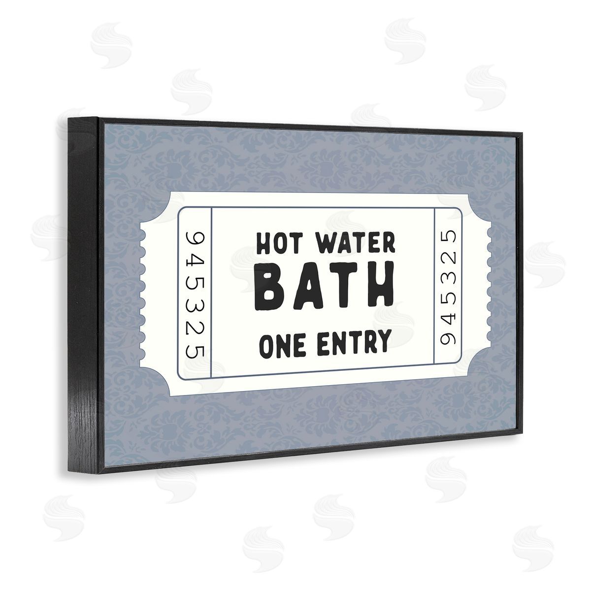 Lettered and Lined Retro Bathroom Ticket Canvas Wall Art Print
