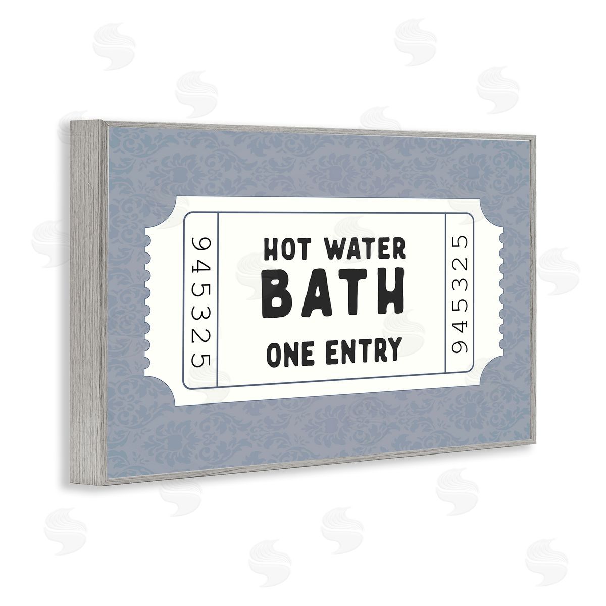 Lettered and Lined Retro Bathroom Ticket Canvas Wall Art Print