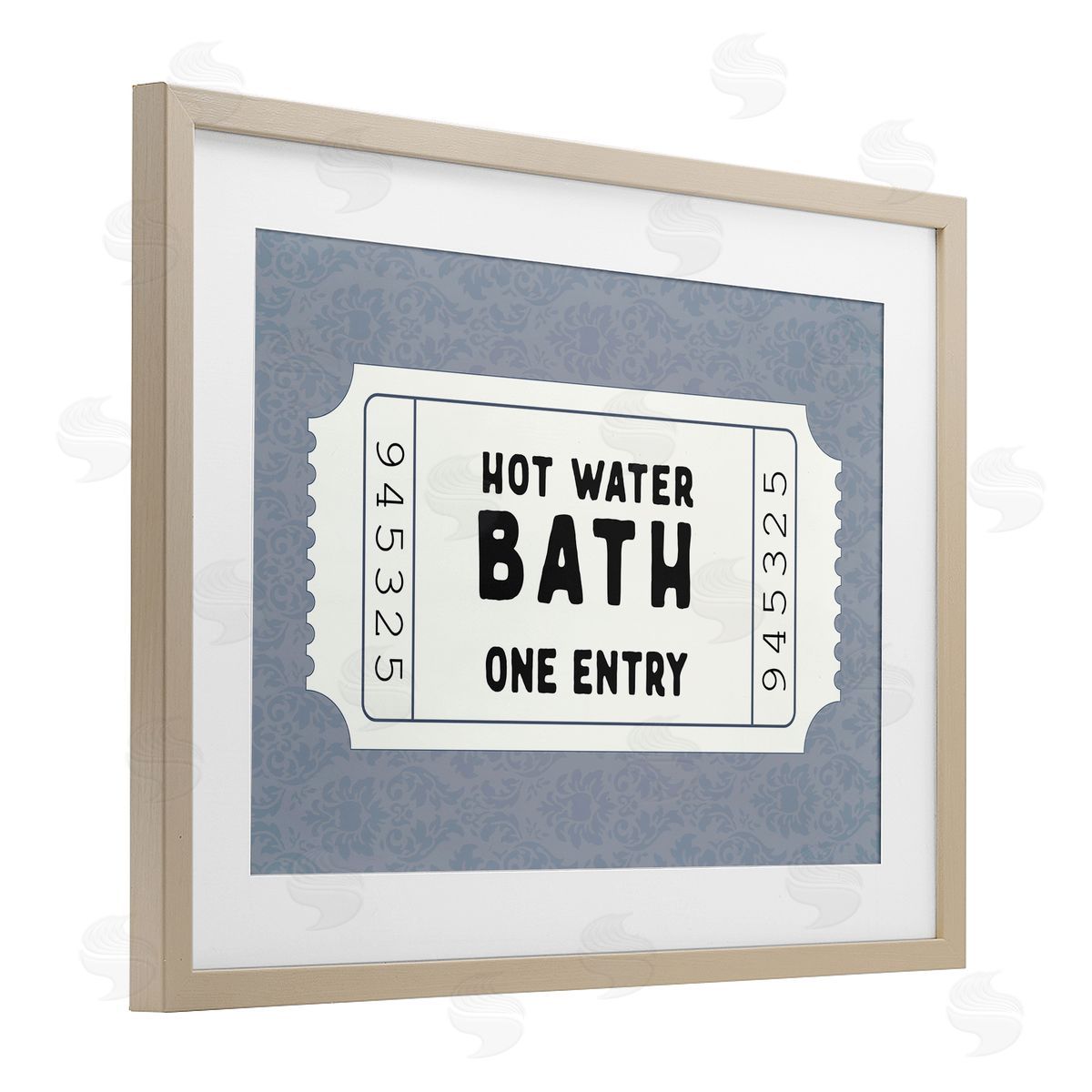 Lettered and Lined Retro Bathroom Ticket Canvas Wall Art Print