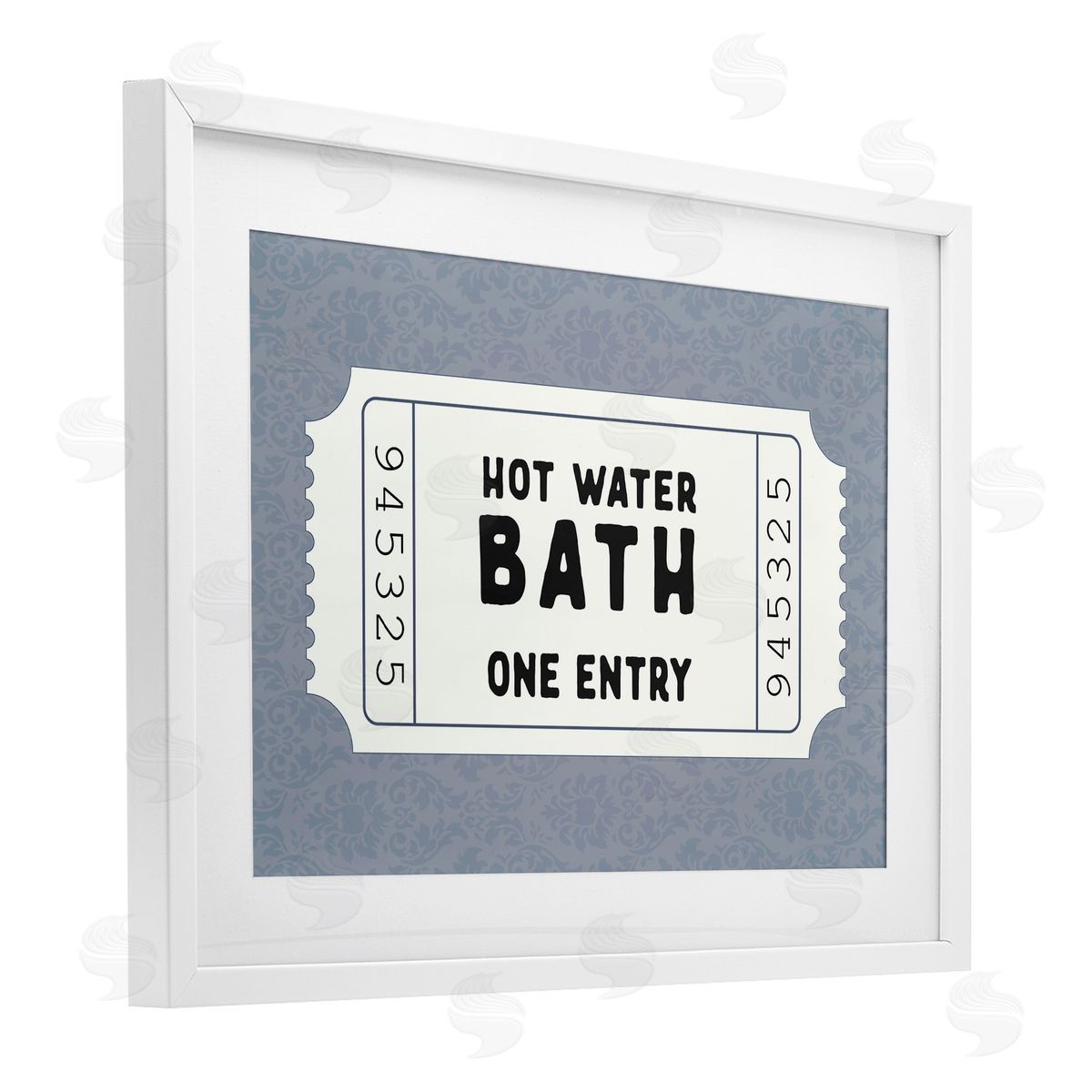 Lettered and Lined Retro Bathroom Ticket Canvas Wall Art Print