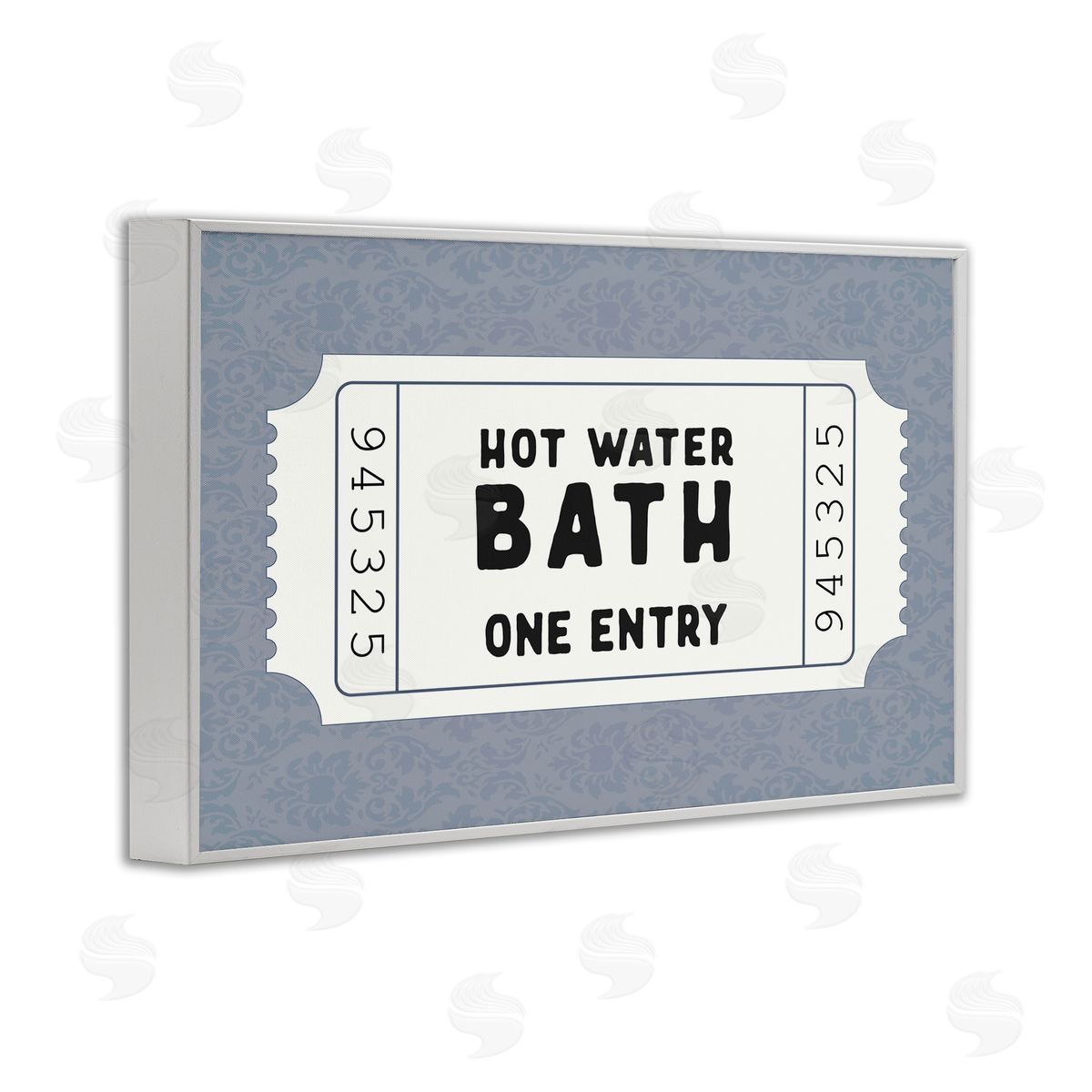 Lettered and Lined Retro Bathroom Ticket Canvas Wall Art Print