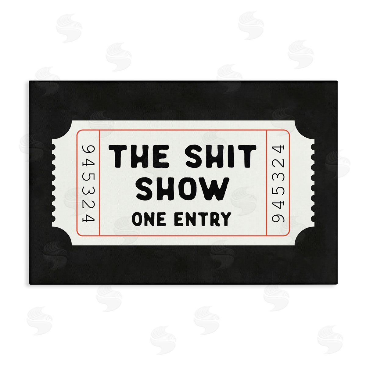 Lettered and Lined Funny Bathroom Ticket Canvas Wall Art Print