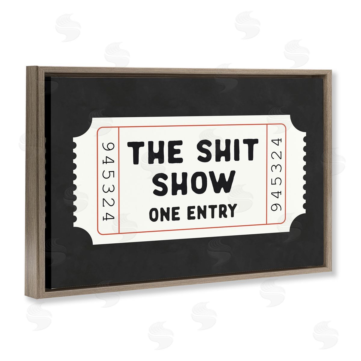 Lettered and Lined Funny Bathroom Ticket Canvas Wall Art Print
