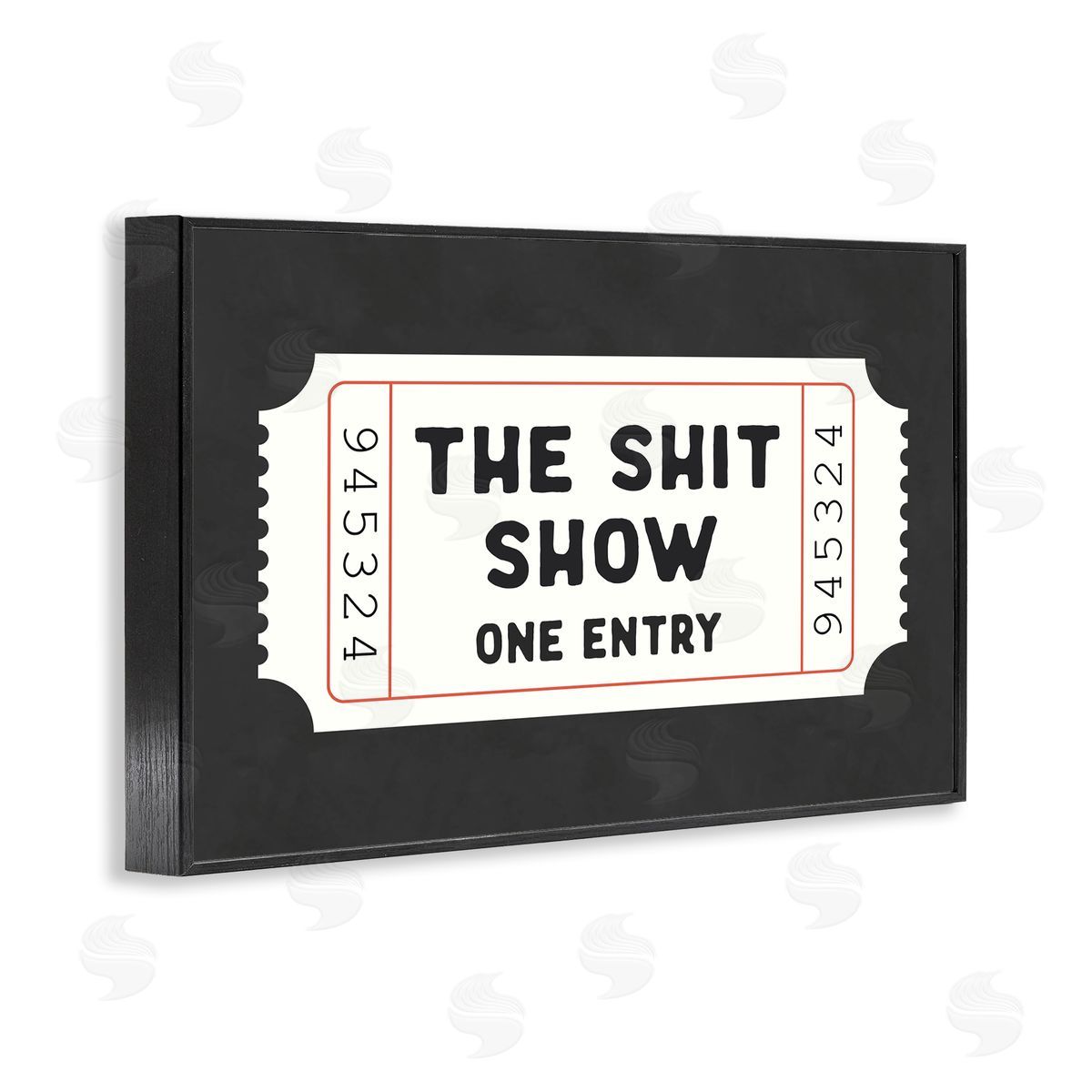 Lettered and Lined Funny Bathroom Ticket Canvas Wall Art Print