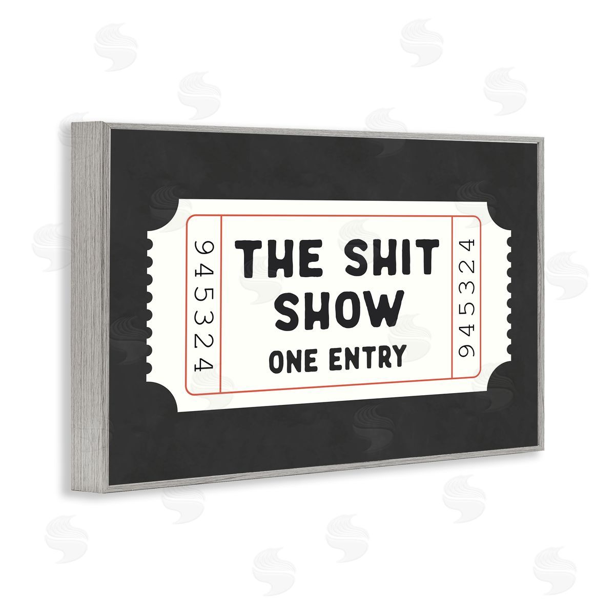 Lettered and Lined Funny Bathroom Ticket Canvas Wall Art Print