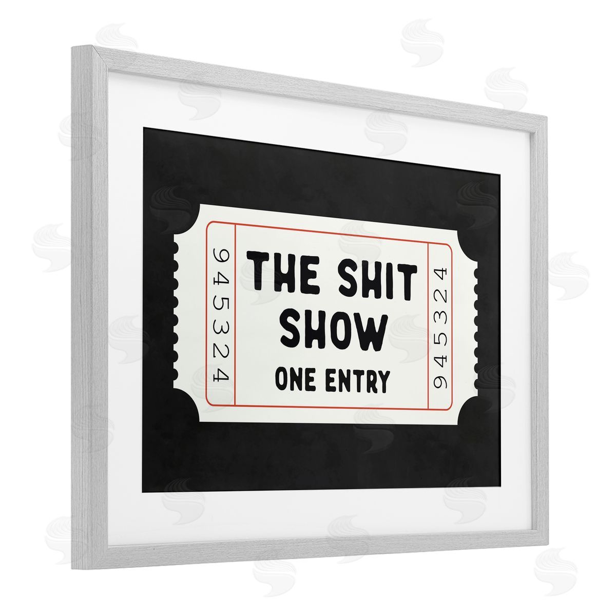 Lettered and Lined Funny Bathroom Ticket Canvas Wall Art Print