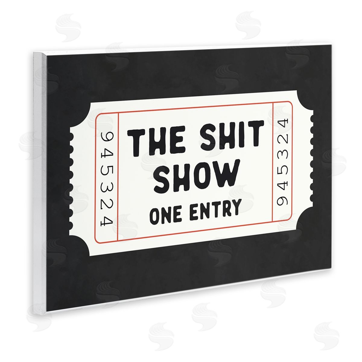 Lettered and Lined Funny Bathroom Ticket Canvas Wall Art Print