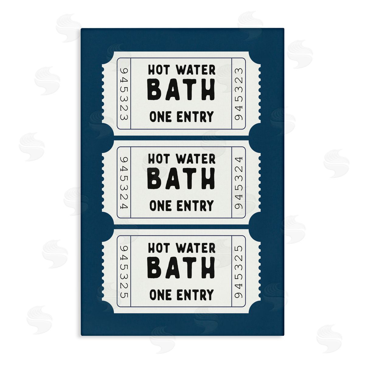 Lettered and Lined Navy Bath Ticket Stubs Canvas Wall Art Print