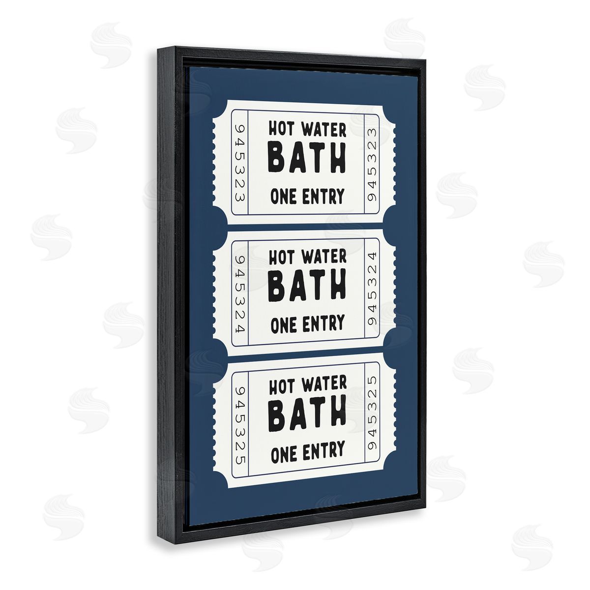 Lettered and Lined Navy Bath Ticket Stubs Canvas Wall Art Print