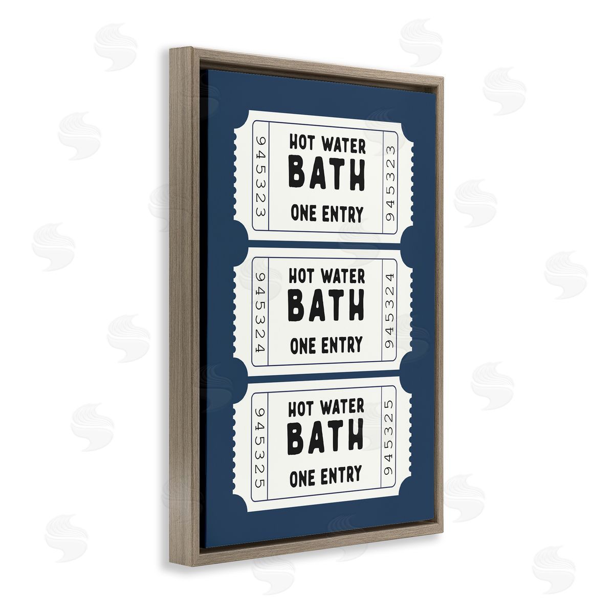 Lettered and Lined Navy Bath Ticket Stubs Canvas Wall Art Print