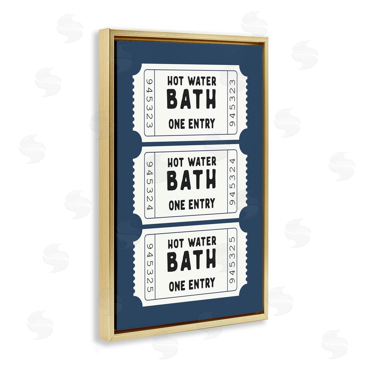 Lettered and Lined Navy Bath Ticket Stubs Canvas Wall Art Print
