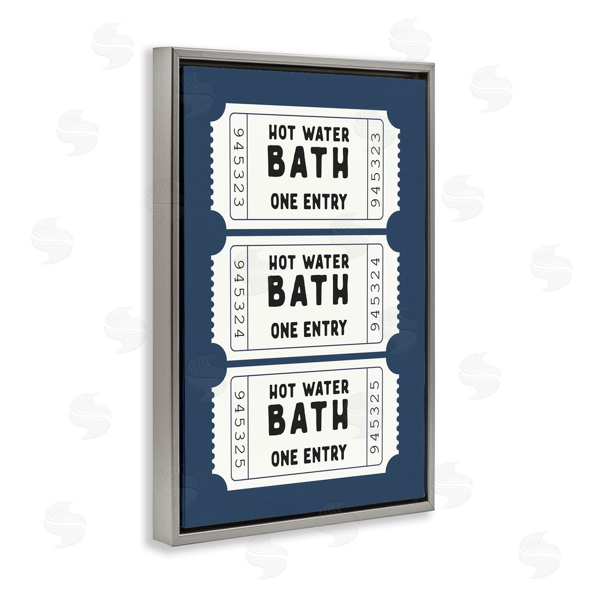 Lettered and Lined Navy Bath Ticket Stubs Canvas Wall Art Print