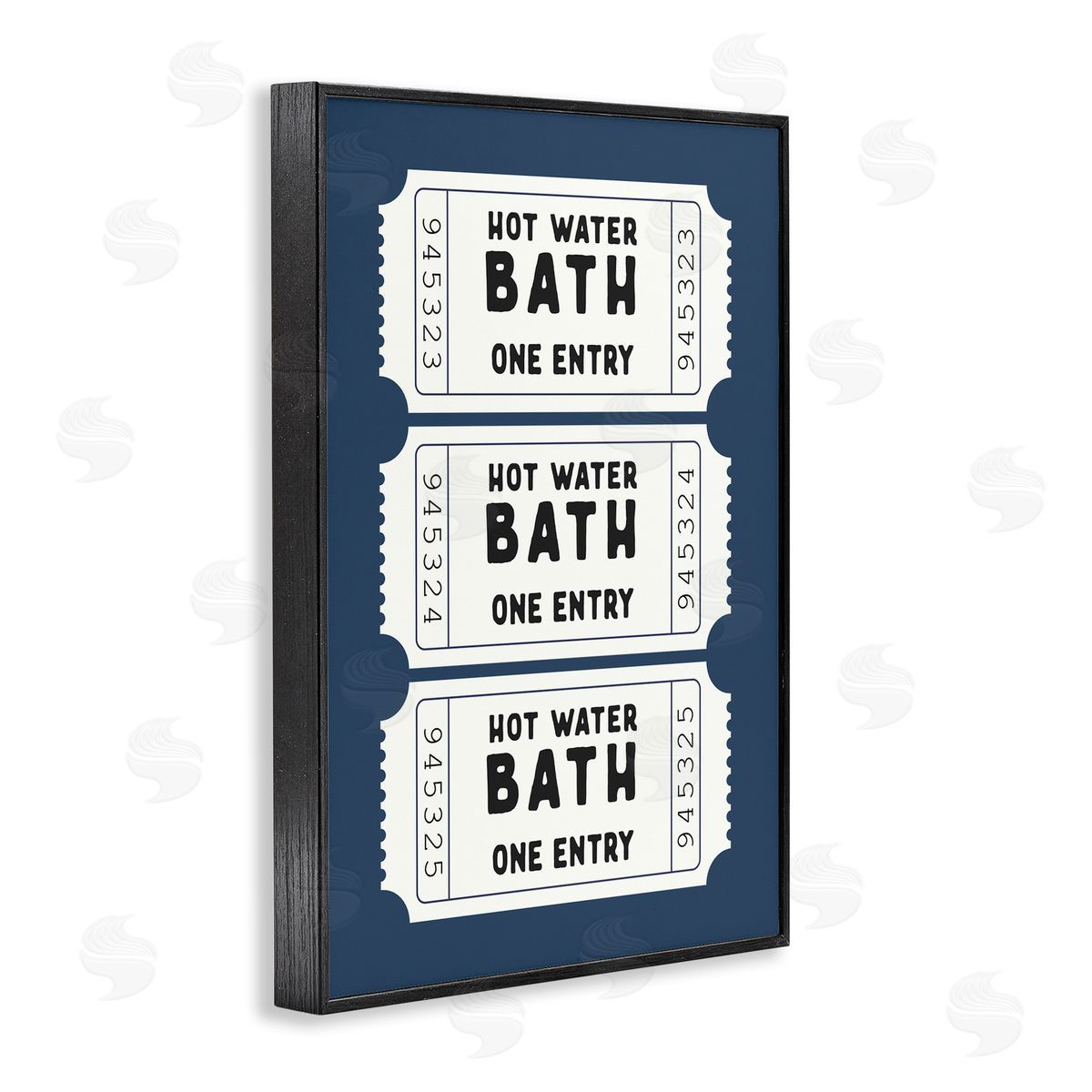 Lettered and Lined Navy Bath Ticket Stubs Canvas Wall Art Print