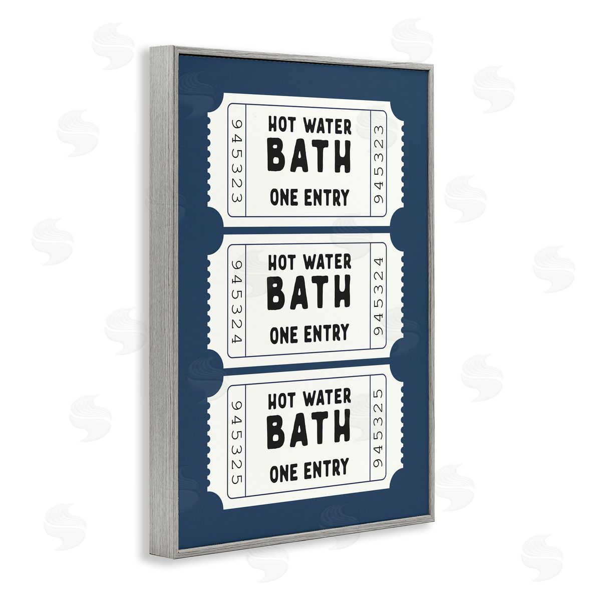 Lettered and Lined Navy Bath Ticket Stubs Canvas Wall Art Print