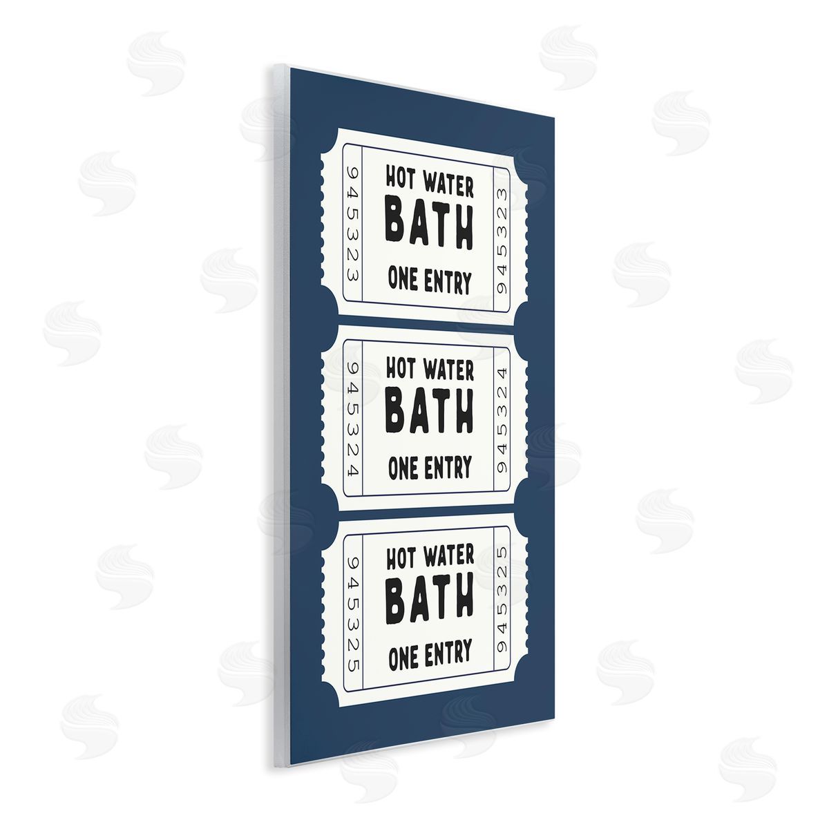 Lettered and Lined Navy Bath Ticket Stubs Canvas Wall Art Print