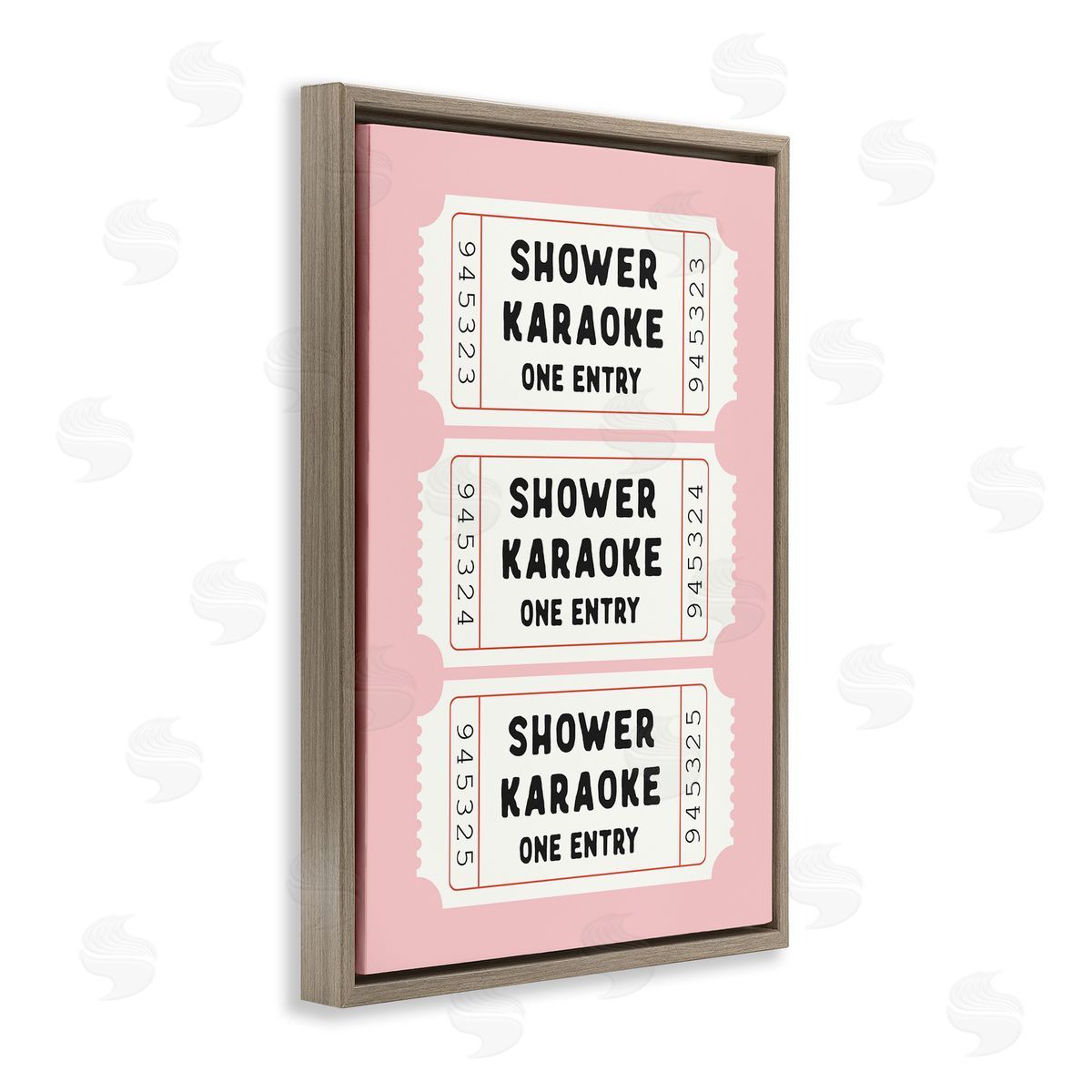 Lettered and Lined Pink Shower Karaoke Tickets Canvas Wall Art Print