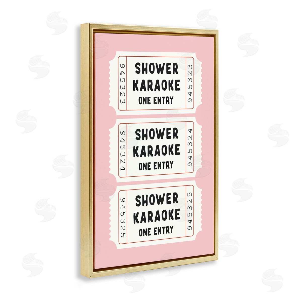 Lettered and Lined Pink Shower Karaoke Tickets Canvas Wall Art Print