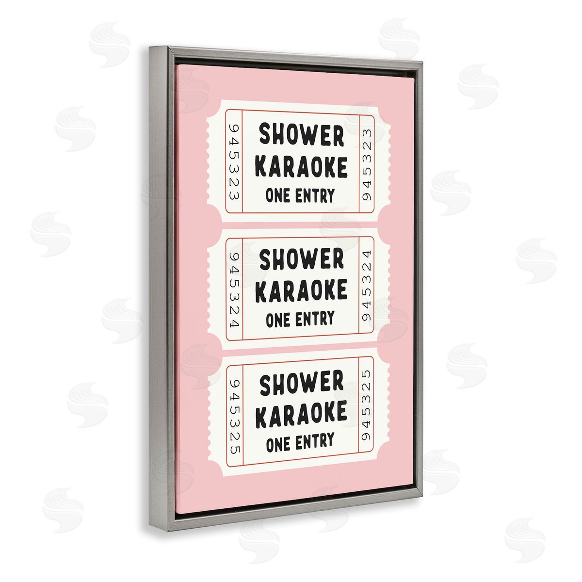 Lettered and Lined Pink Shower Karaoke Tickets Canvas Wall Art Print