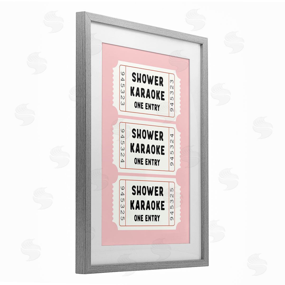 Lettered and Lined Pink Shower Karaoke Tickets Canvas Wall Art Print