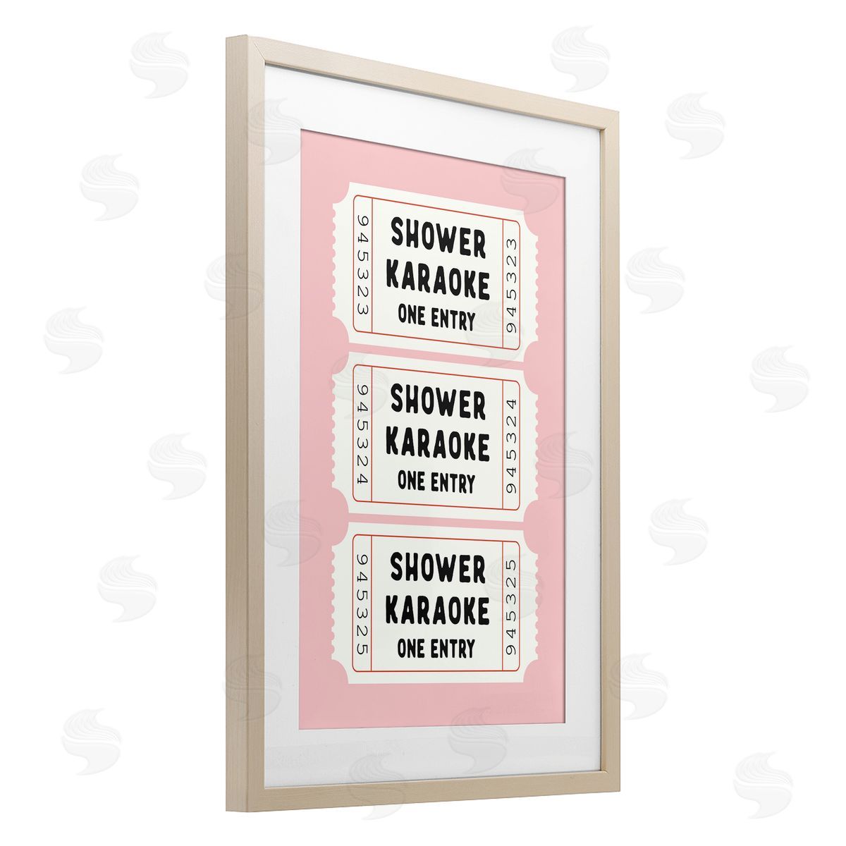 Lettered and Lined Pink Shower Karaoke Tickets Canvas Wall Art Print