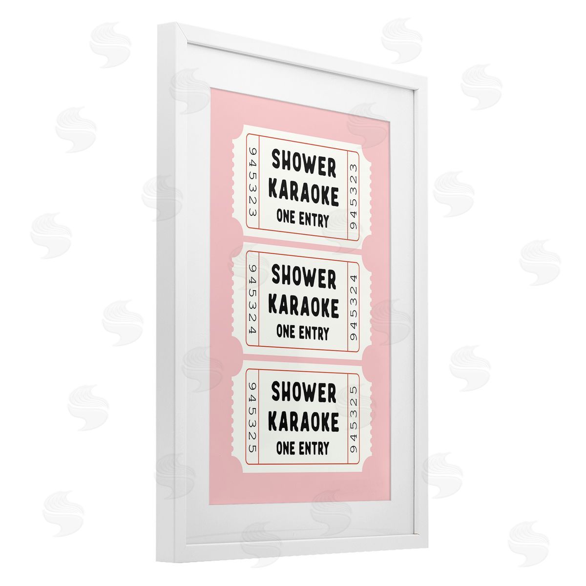 Lettered and Lined Pink Shower Karaoke Tickets Canvas Wall Art Print