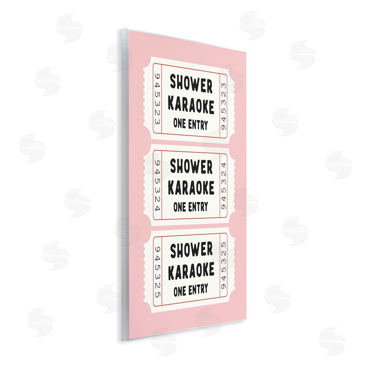 Lettered and Lined Pink Shower Karaoke Tickets Canvas Wall Art Print