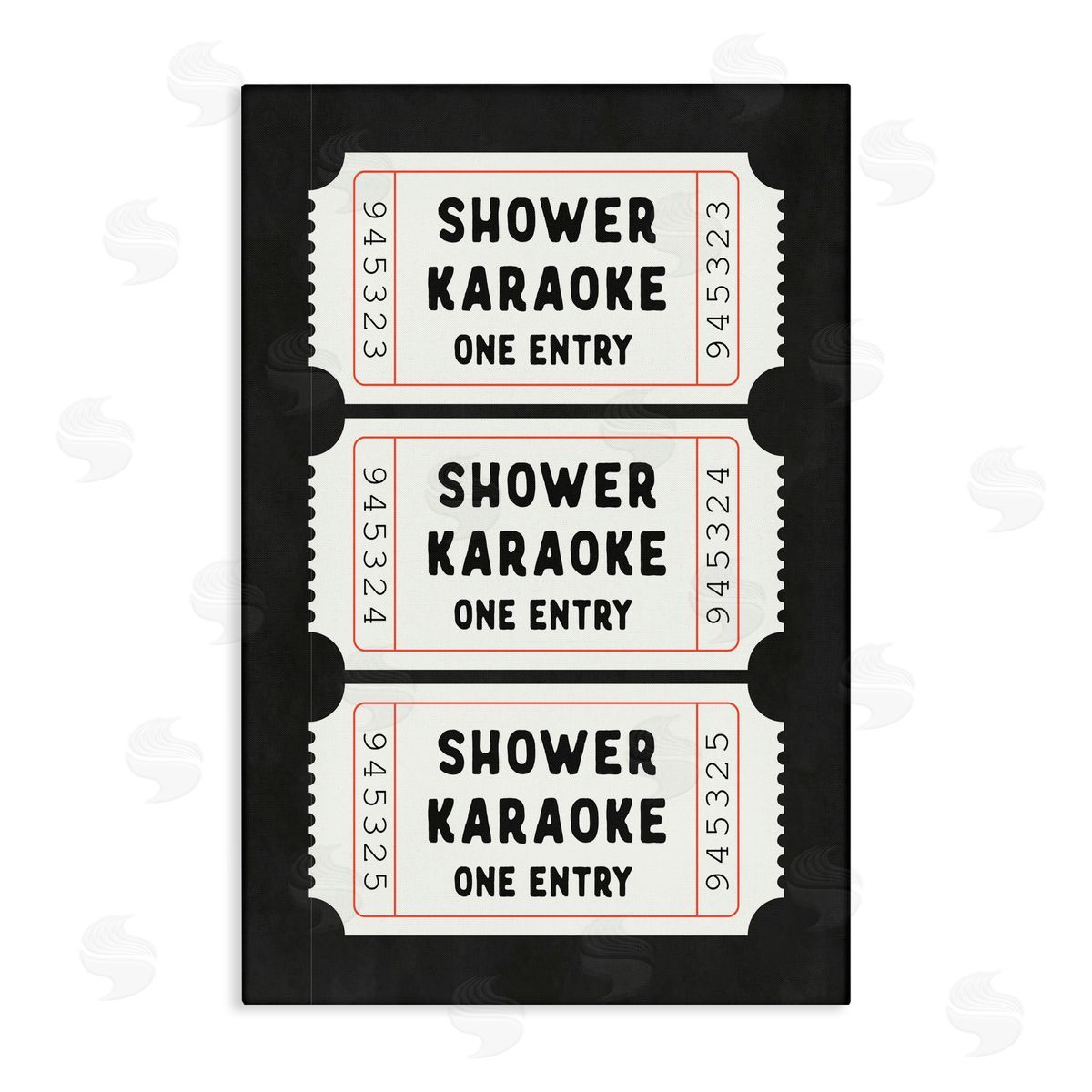 Lettered and Lined Shower Karaoke Ticket Stubs Canvas Wall Art Print