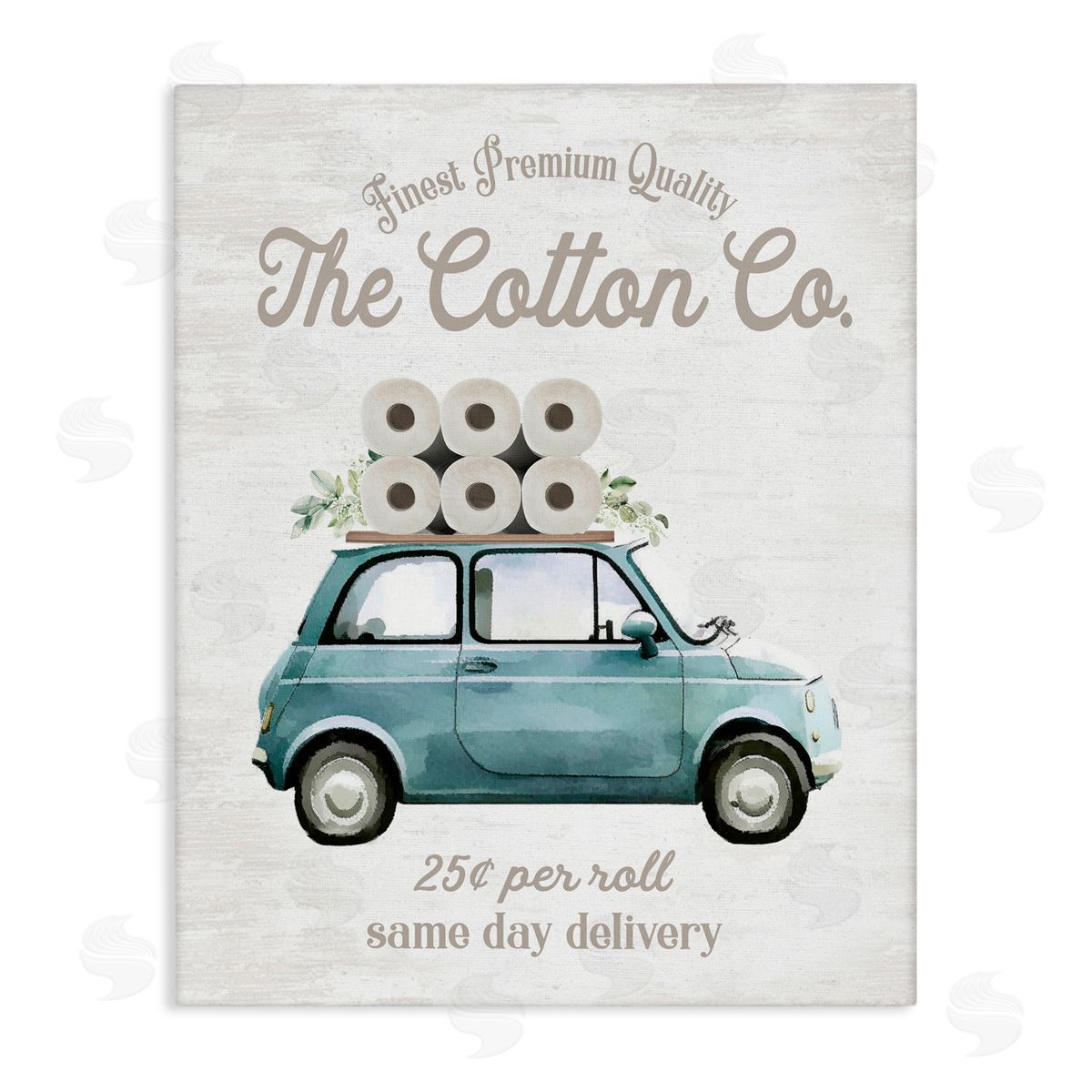 Lettered and Lined Cotton Toilet Paper Delivery Canvas Wall Art Print